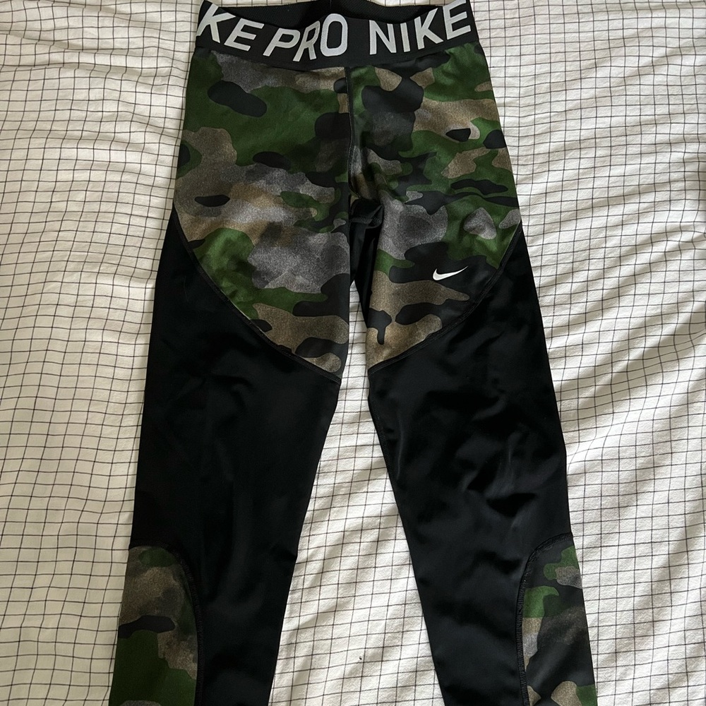 Nike leggings. Military camouflage style. Stretch. Waist high. Like new.